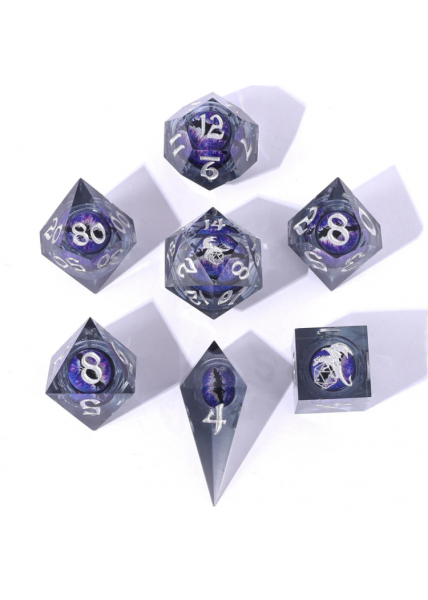 "Always Watching" Sharp Resin Dice - PURPLE DRAGON